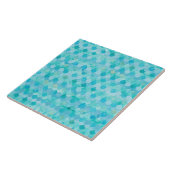 Aqua Teal Mermaid Scales Fish Scales Pattern Tile | Zazzle