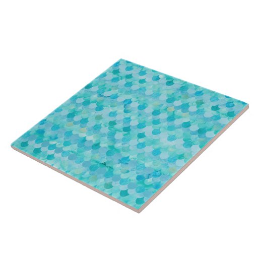 Aqua Teal Mermaid Scales Fish Scales Pattern Tile | Zazzle