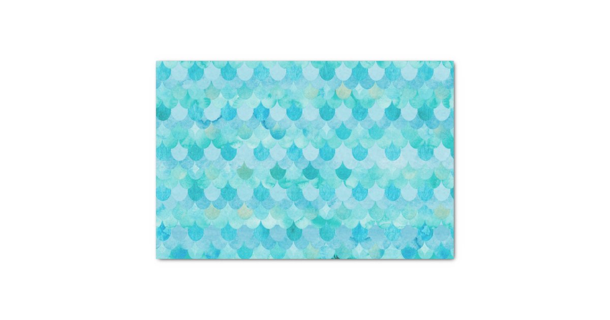 Aqua Teal Mermaid Scales Fish Scales Pattern Tissue Paper | Zazzle