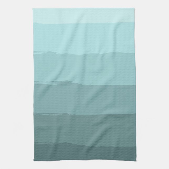 Aqua Teal Mint Blue Abstract Stripes Towel (Vertical)