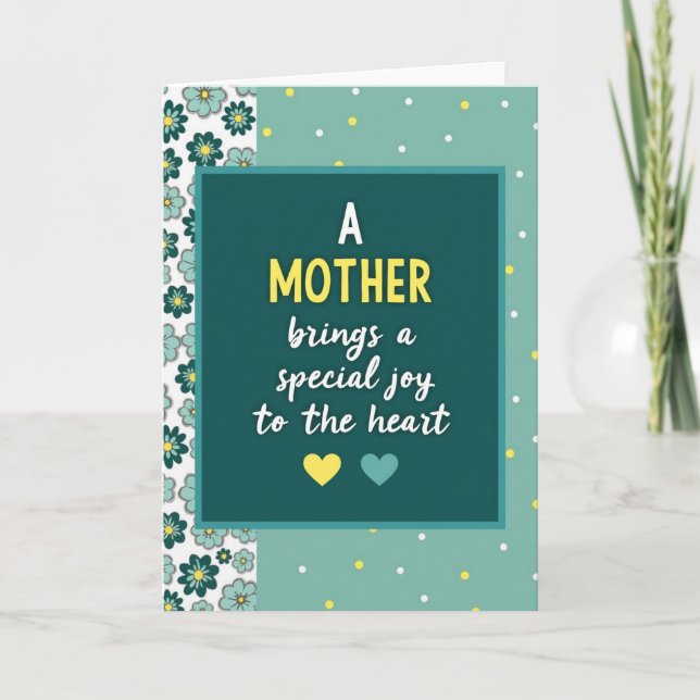 Aqua Teal Mothers Heartfelt Card (Front)