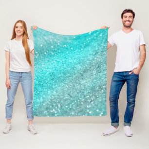 Aqua Teal Ocean Glitter #1 Fleece Blanket