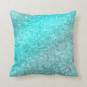 Aqua Teal Ocean Glitter #1 Throw Pillow