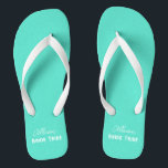 Aqua Teal Personalized Bride Tribe Bachelorette Flip Flops<br><div class="desc">These super cute aqua teal “bride tribe” flip flops are perfect for a beach bash bachelorette weekend or any event of your choice- simply edit the text using the template by clicking “personalize this template.”  Check out EmmyINK's store for additional coordinating bachelorette supplies and party décor!</div>