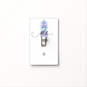 Aqua Teal & Purple Pineapple Tropical Chic Light Switch Cover