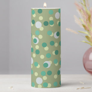 aqua, teal, sage dots pillar candle