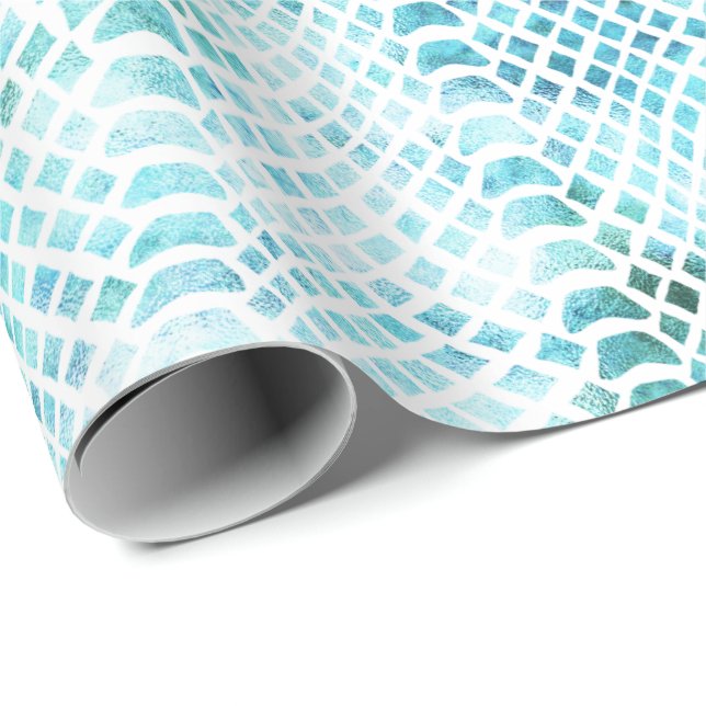 Aqua Teal Snake Print Wrapping Paper (Roll Corner)
