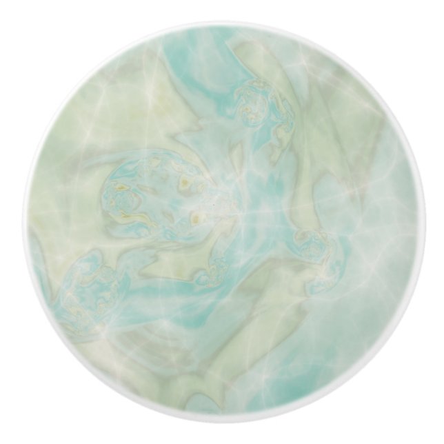 Aqua Teal Sparkle Ceramic Knob (Front)