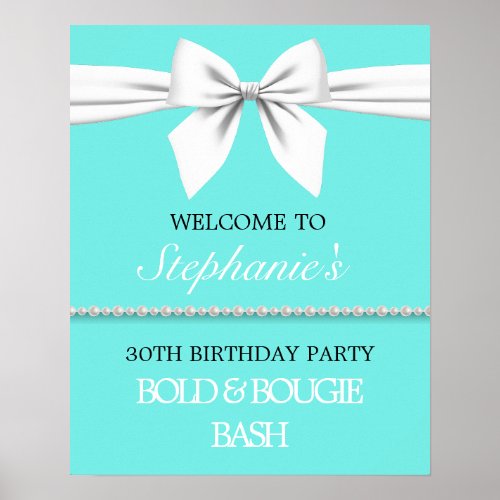 Aqua Teal Tiffany Birthday Party Welcome Sign