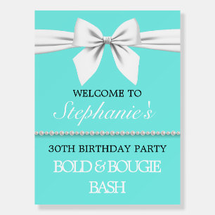 Aqua Teal Tiffany Birthday Party Welcome Sign