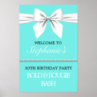 Aqua Teal Tiffany Theme Party Welcome Sign