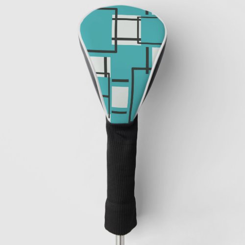 Aqua Teal Turquoise Black Off White Pattern Throw  Golf Head Cover