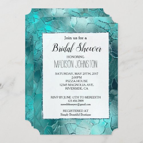 Aqua Teal Turquoise Bridal Shower Invitation