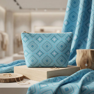 Aqua Teal Turquoise Geometric Boho Moroccan Tile Fabric