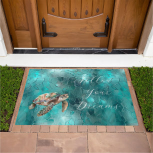 Aqua Teal Turquoise Glam Doormat