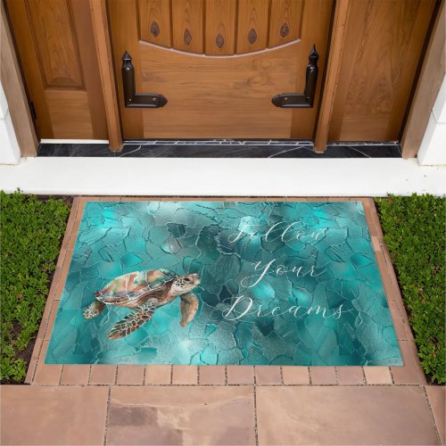 Aqua Teal Turquoise Glam Doormat