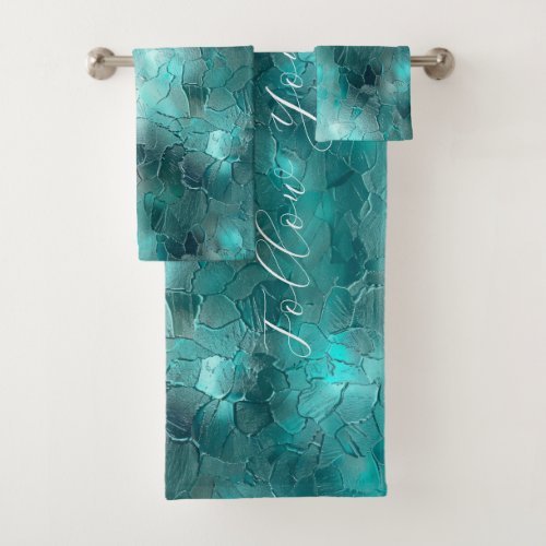 Aqua Teal Turquoise Glam Dreams Bath Towel Set