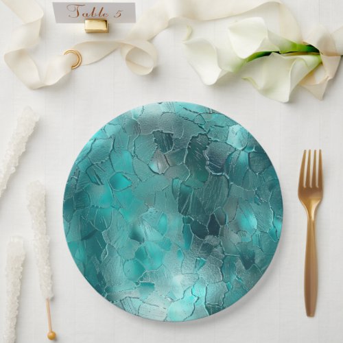 Aqua Teal Turquoise Glam Paper Plates