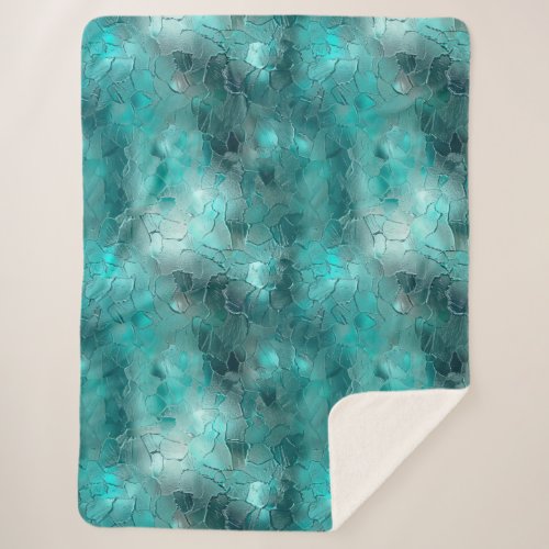 Aqua Teal Turquoise Glam Sherpa Blanket