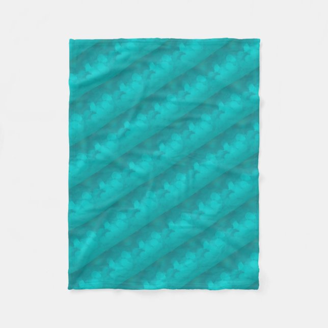 Aqua Teal Turquoise Pattern Fleece Blanket (Front)