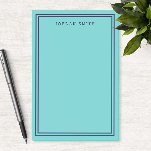 Aqua Teal with Double Navy Blue Borders Post_it Notes