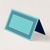 Aqua Teal with Triple Navy Blue Borders Place Card