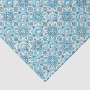 Aqua, Teals, Blues & White Art Deco Coastal Tissue Paper