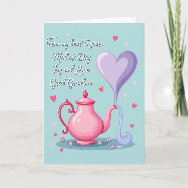 Aqua Teapot Sweet Mothers Day Card (Front)