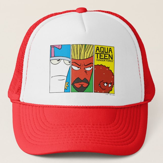Aqua Teen Hunger Force Character Panel Graphic Trucker Hat (Front)