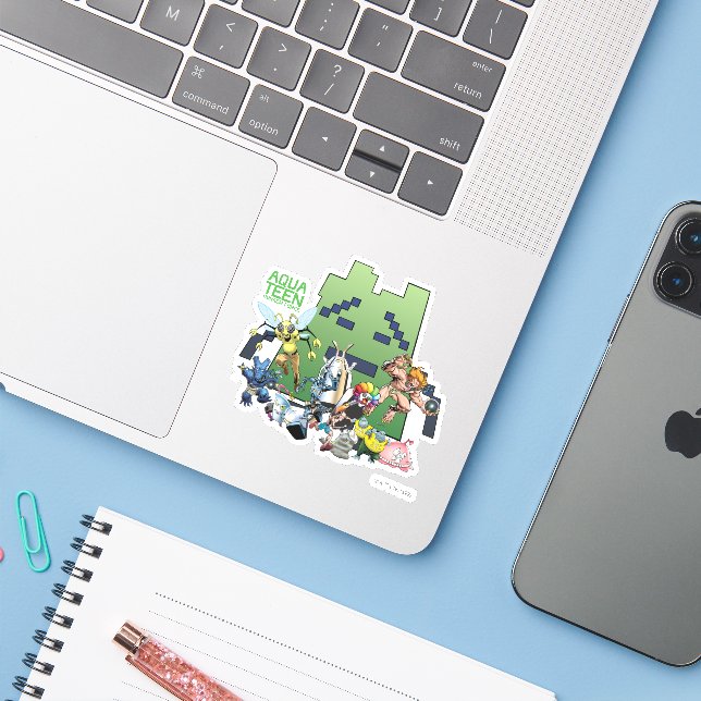 Aqua Teen Hunger Force Villains Sticker (Laptop w/ iPhone)