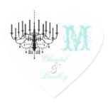 Aqua Text Black Chandelier Monogram Custom Sticker