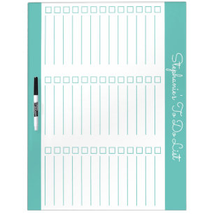 Aqua Three Column Checklist Large Dry Erase Board