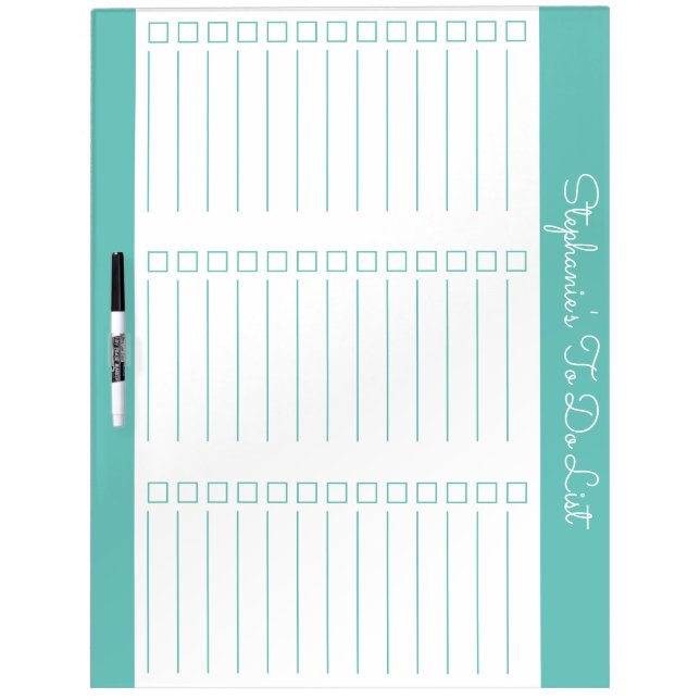 Aqua Three Column Checklist Large Dry Erase Board (Front)