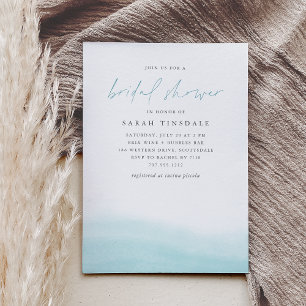 Aqua Tides Coastal Watercolor Bridal Shower Invitation