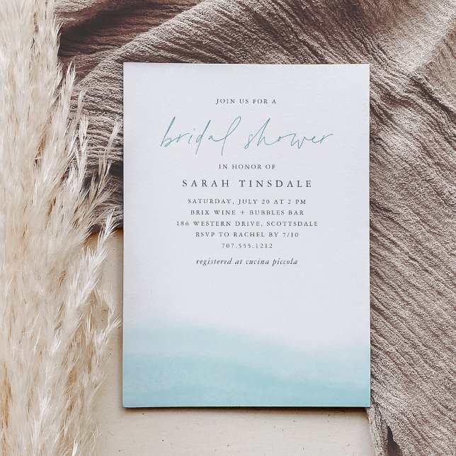 Aqua Tides Coastal Watercolor Bridal Shower Invitation (Creator Uploaded)