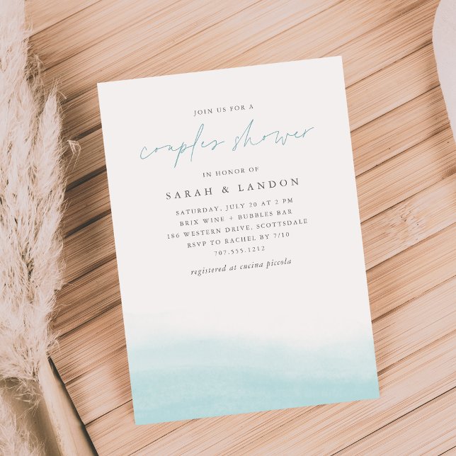 Aqua Tides Coastal Watercolor Couples Shower Invitation (Creator Uploaded)