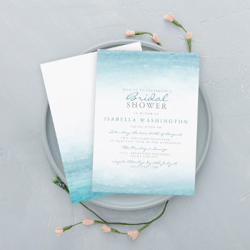 Aqua Tides | Watercolor Bridal Shower Invitation by Eugene_Designs at Zazzle