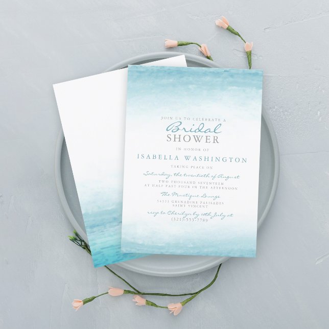 Aqua Tides | Watercolor Bridal Shower Invitation