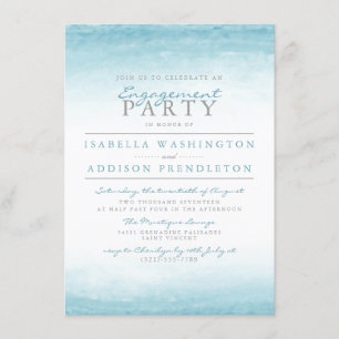 Aqua Tides Watercolor Engagement Party Invitation