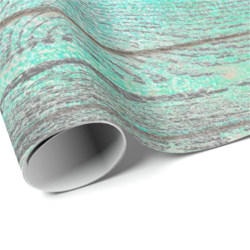 Aqua Tiffany Ocean Grungy Silver Gray Wood Rustic Wrapping Paper