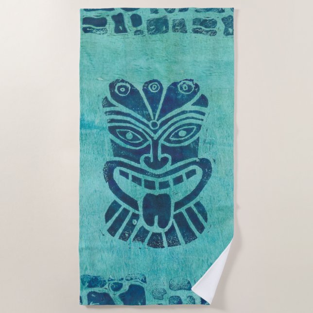 Aqua Tiki Beach Towel (Front)