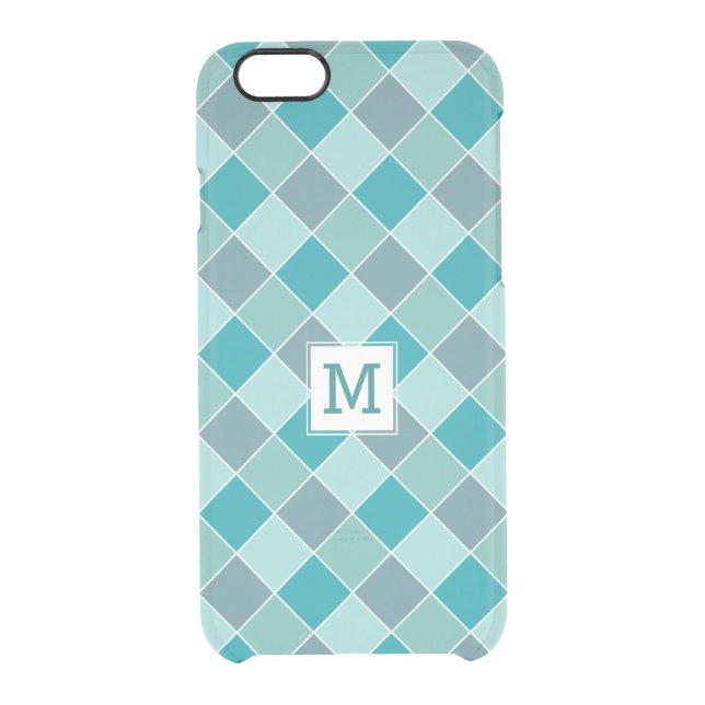 Aqua Tile Pattern custom monogram phone cases (Back)