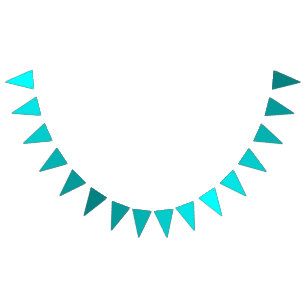 Aqua to Teal Gradient -Tropical Ocean Theme Party Bunting Flags