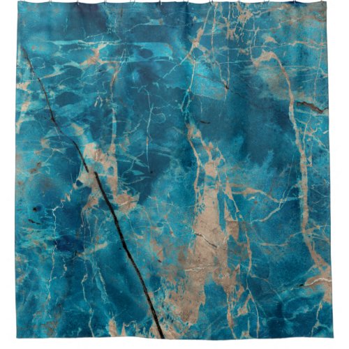 Aqua tone onyx marble shower curtain