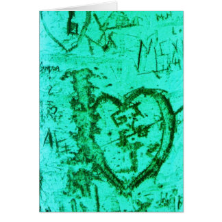 Aqua Tree Trunk Graffiti Heart Cards