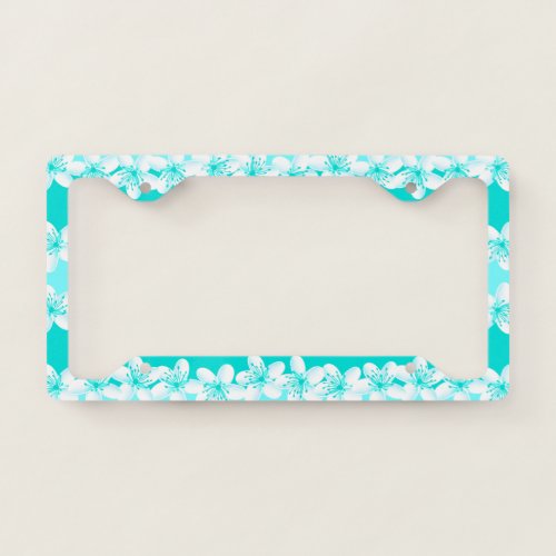 Aqua tropical frangipani license plate frame