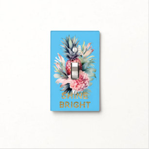 Aqua Tropical Gold Glitter Shine Pineapple Light Switch Cover