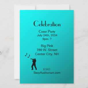 Aqua Trumpet Party Invitation