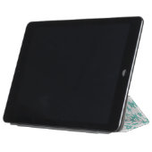Aqua / Turq White Stars Teal Quatrefoil 3 Monogram iPad Air Cover (Folded)