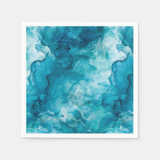 Aqua Turquoise Agate Marble Abstract Decoupage Napkins